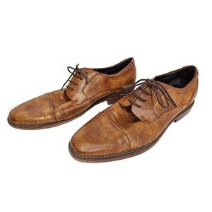 Van Heusen Men's Garth Lace Up Oxford Cap Toe Dress Shoe Brown Cognac 12M